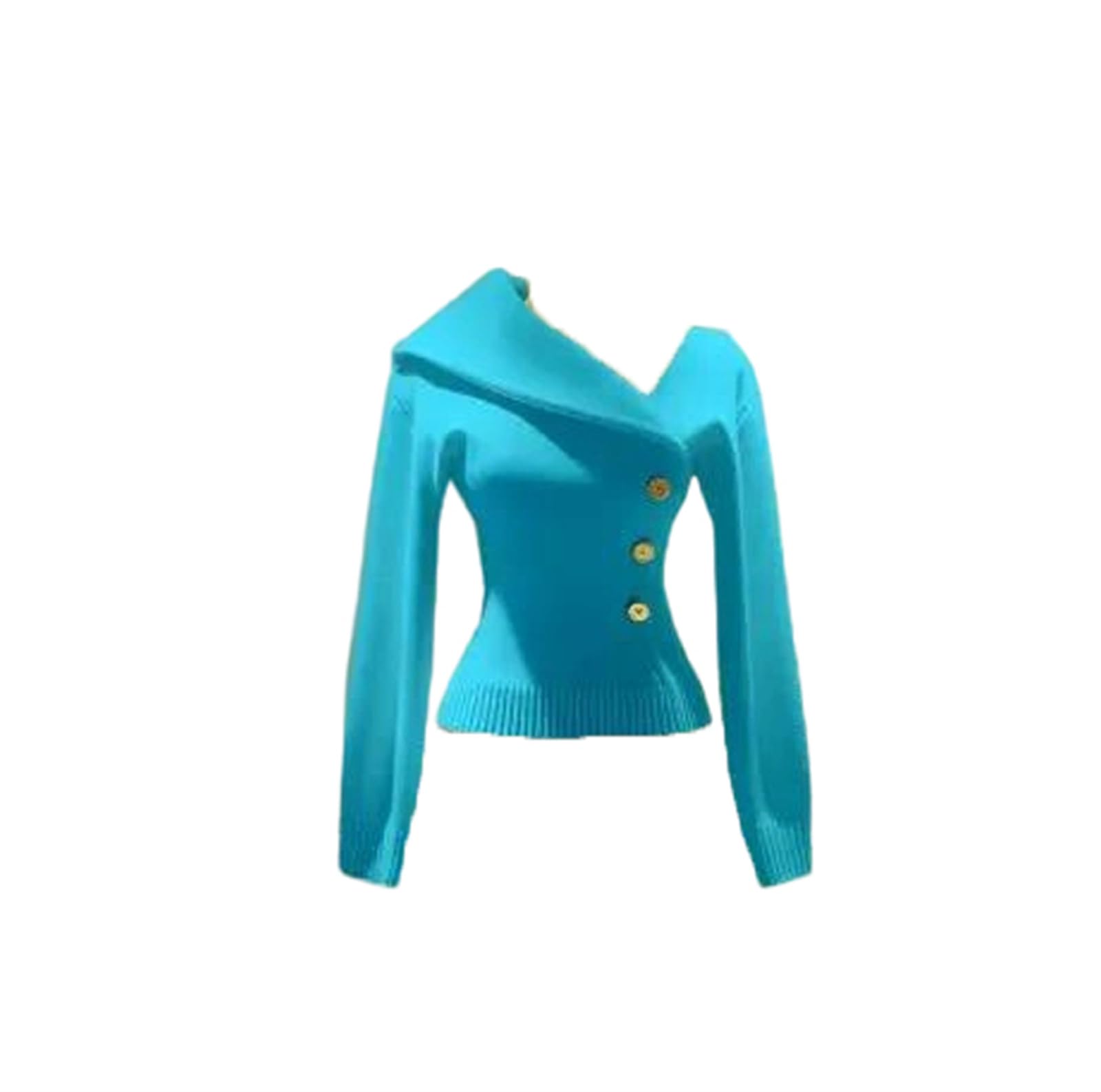 Mkjuuior Womens Asymmetrical Pullover Lapel Design Slim Jumper