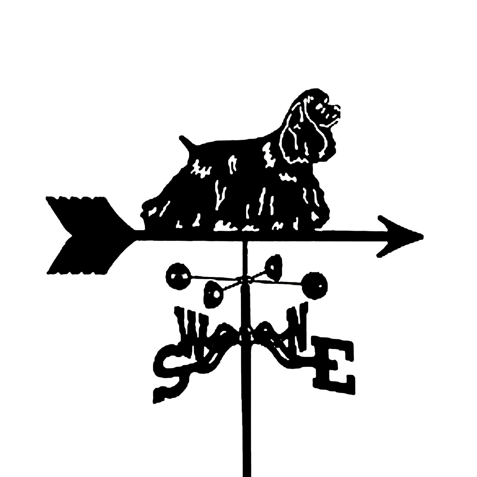 ANCNA-U Garden Weather Vane Cocker Spaniel Dog Direction Indicator Stainless Steel Weathervane Measuring ToolEasy To Assemble For Outdoor Bracket Decor Craft