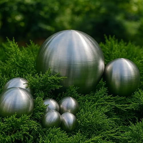 Köhko 8er mattekugel Set Ø 12cm Ø 9cm Ø 6cm und Ø 4cm Edelstahlkugel Gartenkugeln Teichkugeln