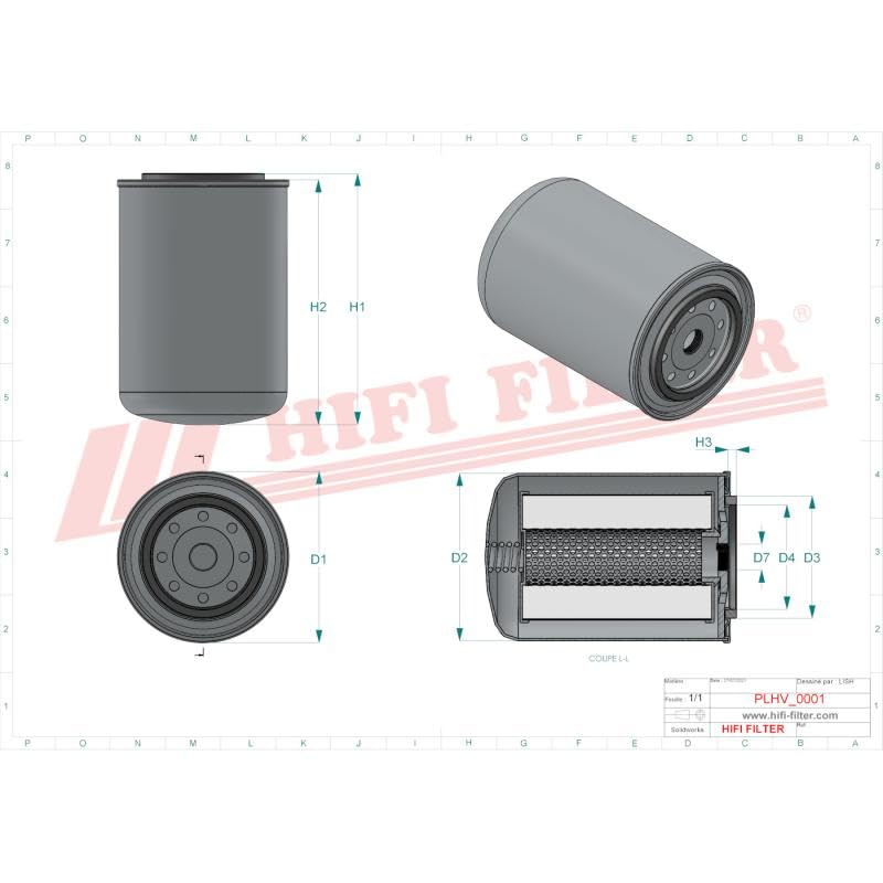 Filtre hydraulique Hifi SH 60100 - Compatible avec HF 7936 SPH 9606 FD 1100 I5510-35110 CATERPILLAR KUBOTA TAKEUCHI