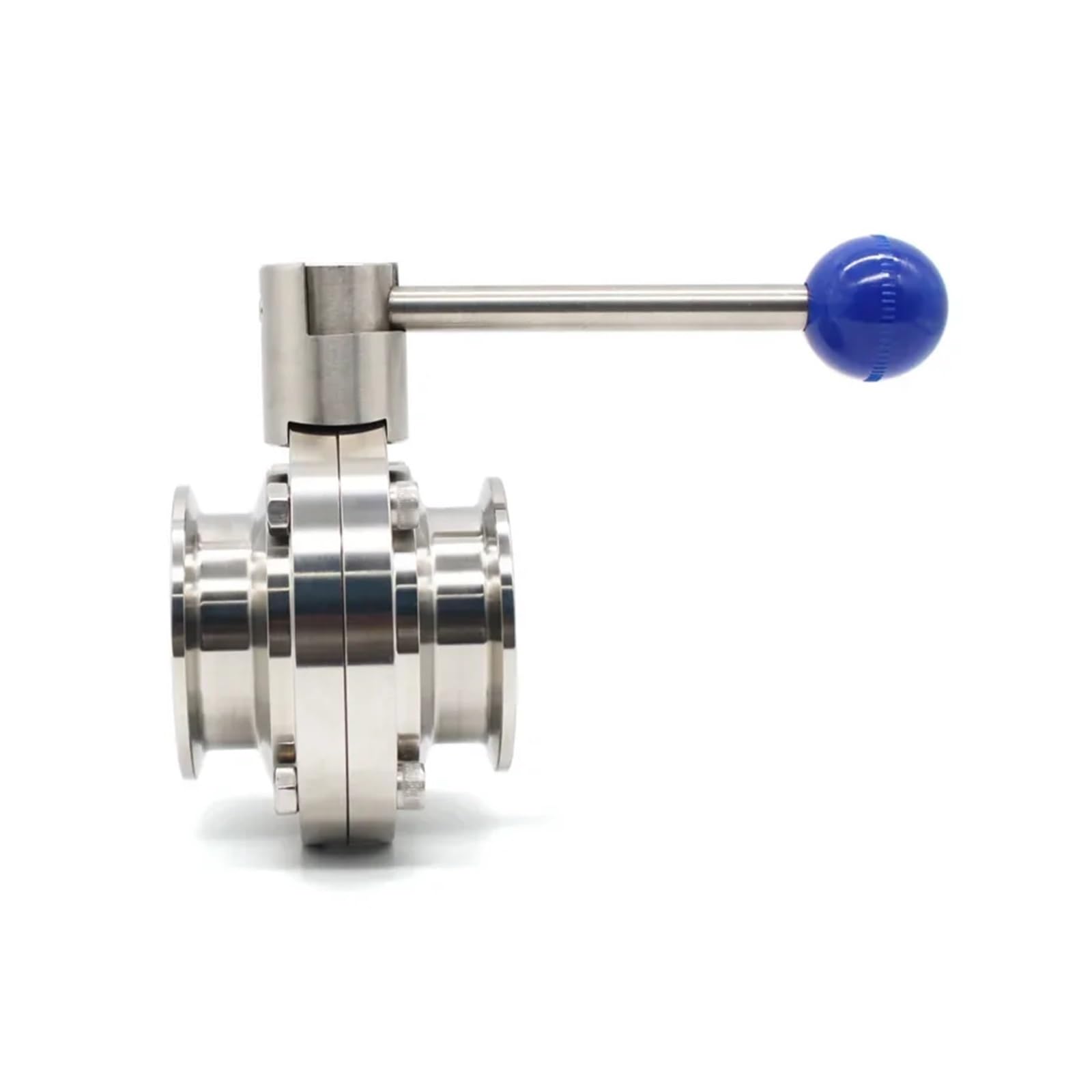 Vanne Papillon à Trois Pinces SS304, 1.5 "2" 3 "4" 19/25/38/51/63.5/76/102mm, rondelle en Silicone en Acier Inoxydable(76mm Ferrule 91)