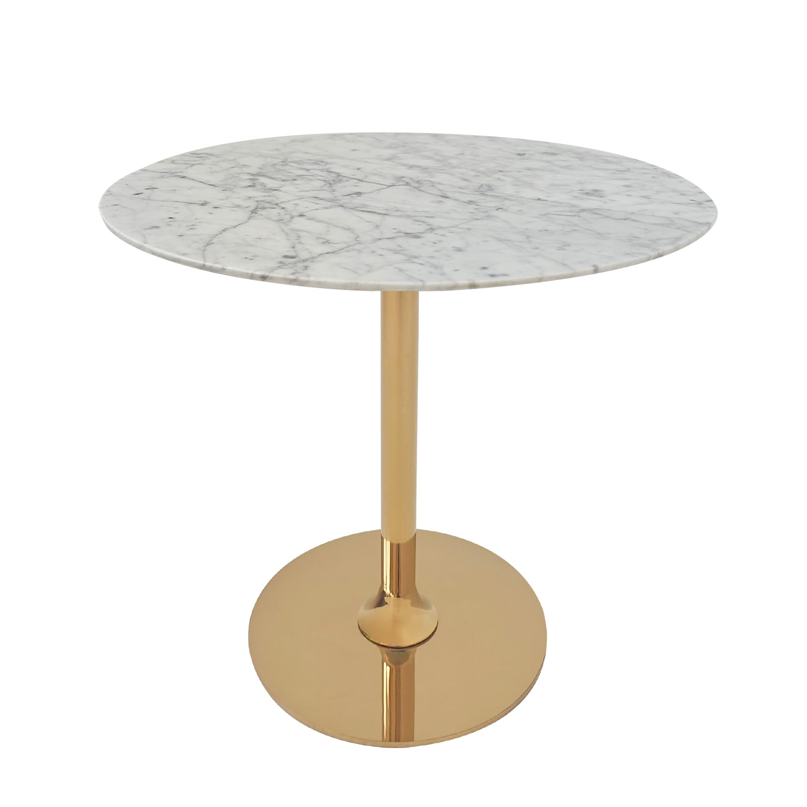 Photo 1 of Pracfit Marble Round End Table with Gold Metal Frame – 21in Tall 19in Diameter Modern Nordic Side Table Nightstand for Living Room, Bedroom, Entryway, Elegant Durable Furniture