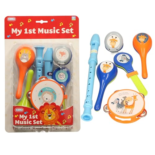 A to Z My 1st Music Set, Kids Musical Instruments Set with Recorder, Tambourine, Maracas, Animal Design, 18+ Months