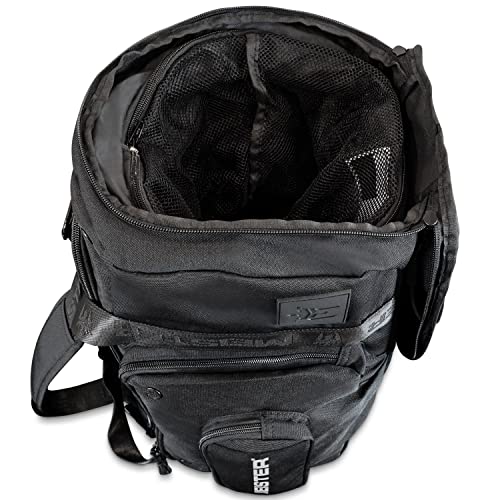 Meister Brawler Gym Bag for Fighters w/Zip-Out WrapHamper Wash Bag & Shoe Locker - Black, 22” x 10” x 11” // 40L Capacity - Image 3