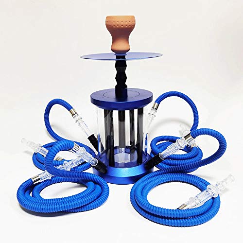 JYXZM Shisha Shisha Set mit 4 Schlauch-LED-Licht-Acryl-Hukah-Kit mit allem - Shisha-Hukahn-Wasserleitungen (Color : Blue…