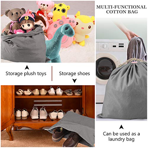 PlasMaller Dust Cover Storage Bags Purified 100% Cotton Flannel with Drawstring Pouch For Handbags Purses Pocketbooks Shoes Boots Set of 3 (Grey)4