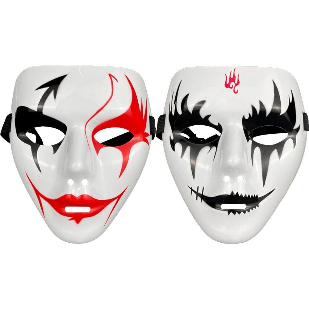 Sanfly Masquerade Masks Halloween Scary Masks 2pcs/set Full Face Horror Mask Hip-hop Dance Mask, Halloween Masquerade Cosplay Costume Props