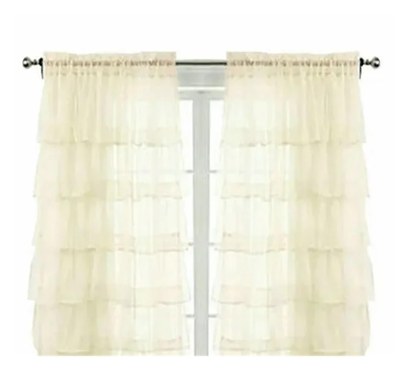 HBALDTEDC Curtains Ruffle Sheer Overlay, Ruffled Sheer Voile Tulle Curtains 1 Panel Multicolor Multiple Sizes(Beige,ROD-POCKET-130CM BY 175CM)
