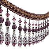 Garniture à franges avec perles - Garniture décorative à pompons - Décoration bohème ...