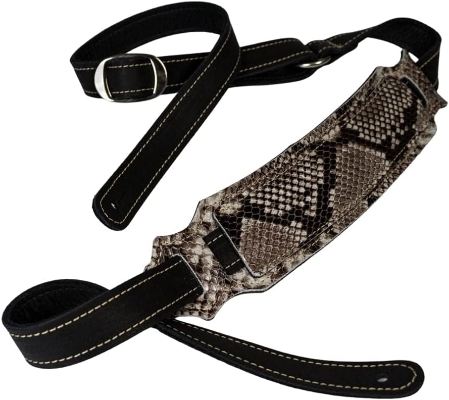 Franklin Strap Snakeskin Ball Glove Vintage Guitar Strap (available in Black and Cognac)