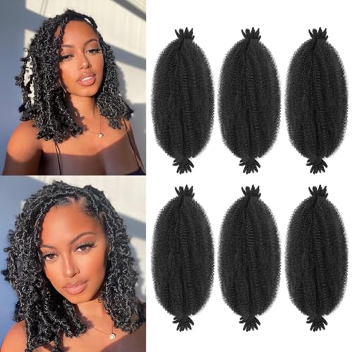 Springy Afro Twist Hair 6 Packs Marley Twist Braiding Hair Pre-Fluffed Spring Twist Hair For Soft...