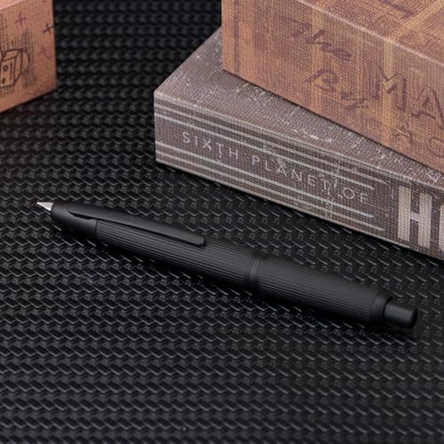 Image of Jinhao 10 Press Fountain Pen with Box, Matte Black Chrome Retractable Fine Nib with Converter Set (Black Clip)