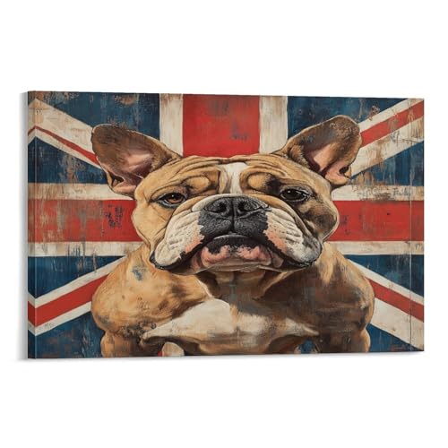 Décoration murale image sur toile bulldog pour raviver un mur blanc triste 50x75