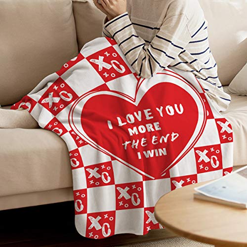 Bmall Flannel Throw Blanket I Love You More The End I Win Love Heart Shape All Season Premium Fluffy Microfiber Fleece Throw For Sofa Couch Throw 39X49Inch #TOP2