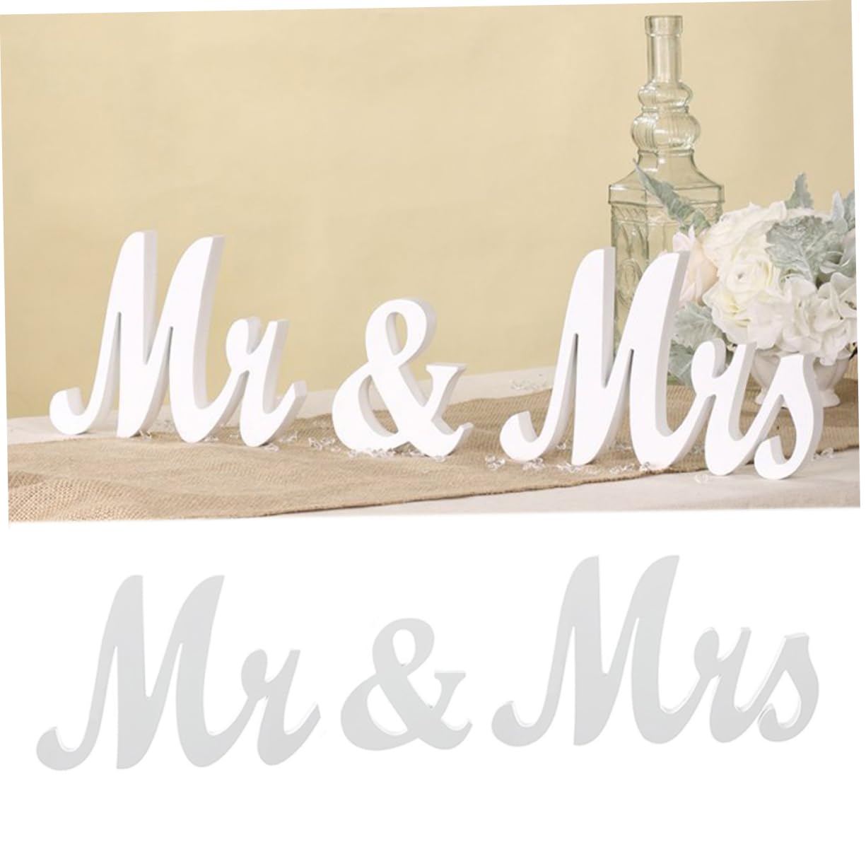Plaque Decorativa Legno Mr Mrs Per Matrimonio Lettera Decorativa Bianca Per Parete e Tavolo Stabile e Resistente Per Nuove Case e Eventi Speciali
