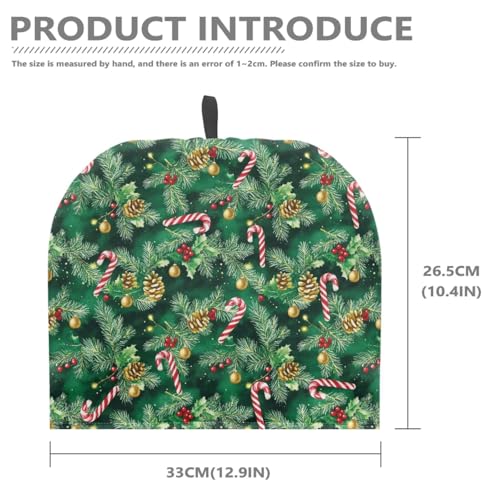 Image of Christmas Tea Cozy Candy Cane Print Creative Insulated Tea Cosy Extra Thick Home Kitchen Decoration Creative Gifts Dust Teapot Cover Kitchen Accessories for Festival