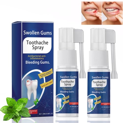 VEROA 2Pcs Tooth Gum Pain Relief Spray - Real Time Toothache Pain Relief for Adult Relieve Gum Swelling Natural Tooth Pain Reliefg Mouth Spray - Gum Treatment for Adults - 20ML * 2