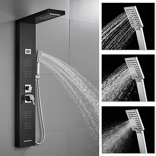 Sistema columna de ducha de acero inoxidable con lluvia, cascada y masaje miniatura 2