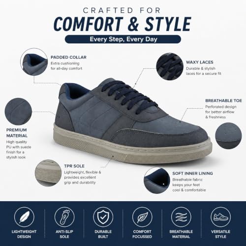 Image of Cruiser Men's Sneakers | Cushioned Insole Comfortable Shoes | Trendy & Stylish Modern Sneakers | Durable TPR Sole Casual Walking Footwear (2681)