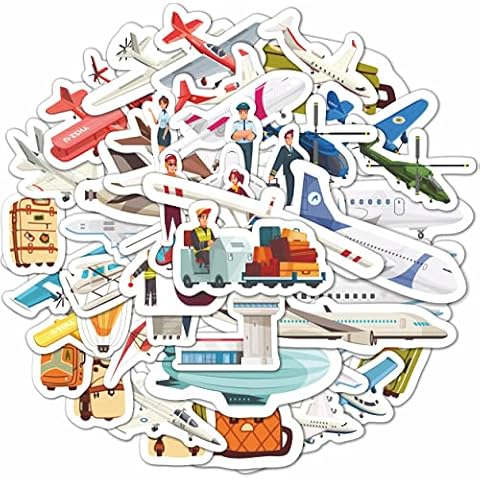 BulbaCraft 100 Pcs Airplane Stickers for Kids - Aircraft and Helicopter Stickers and Decals - Airplane Birthday, Airplane Party Supplies - Airplane Gift Cover