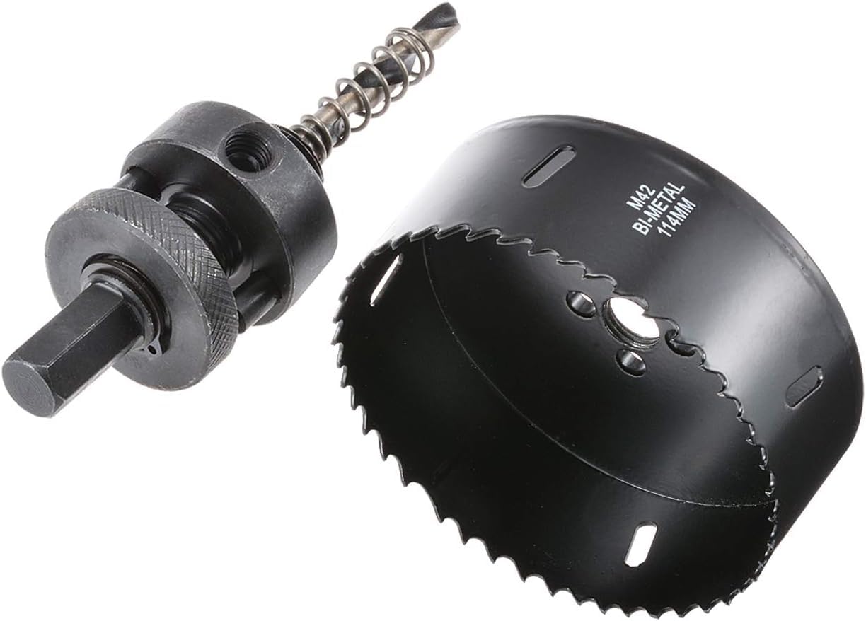 HOHXEN 114mm HSS Hole Saw, High Speed M42 Bi-Metal Wood Hole Dill Bit with Heavy Duty Arbor