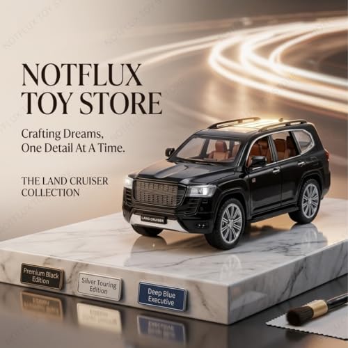 Image of 1:24 Land Cruiser Diecast Car - Premium Metal Alloy Zinc Toy Car with Detailed Interior, Pull Back Action for Kids & Collectors [Multicolor] [Pack of 1]