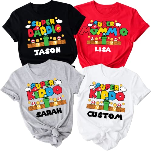 Customized Super Daddio Personalized Shirt for Father’s Day, Super Mommio Tee, Super Kiddo T-Shirt, Super Mario Family Matching Shirts