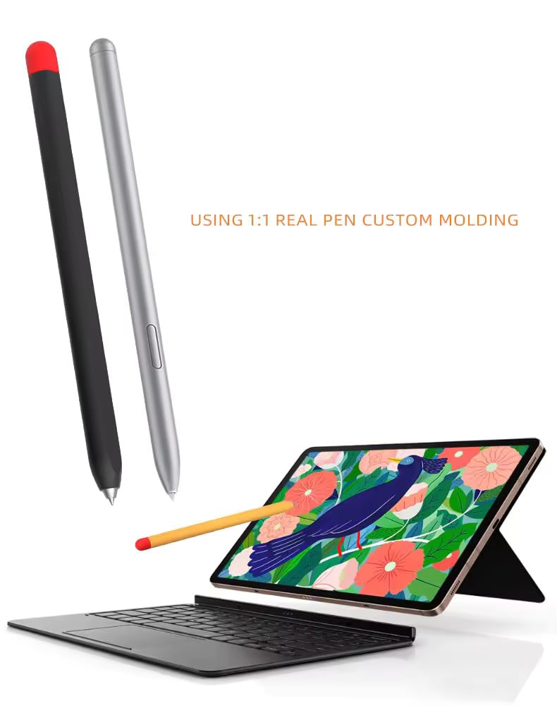 Valente Ultra-Thin Silicone Sleeve for Galaxy Tab Pencil - Compatible with S7/S8/S9 Series - Enhanced Grip, Protective Cover (Blue & Yellow) — Amazon image 2
