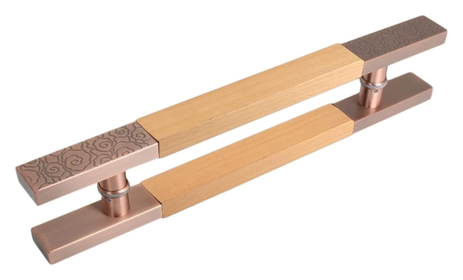 CWCQGH Push Pull Door Handle, Sliding Barn Door Handle, Large Double Sided H Shape Sliding Door Handle, Stainless Steel & Wood,B-100cm(3.3ft)