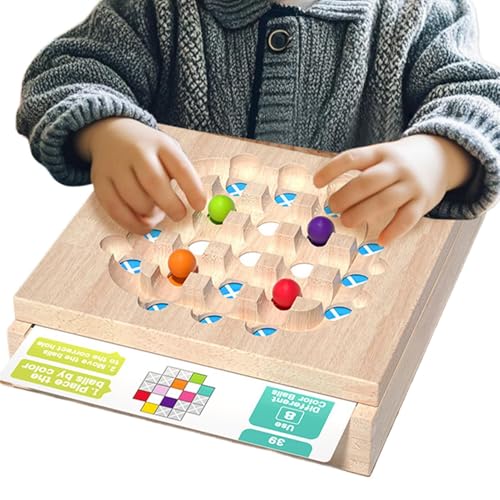 Juego de mesa a juego, juego de cuentas de madera con clavijas, Juego de combinación de colores, Juego de entrenamiento de pensamiento lógico para niños, actividades de aprendizaje educativo preescola