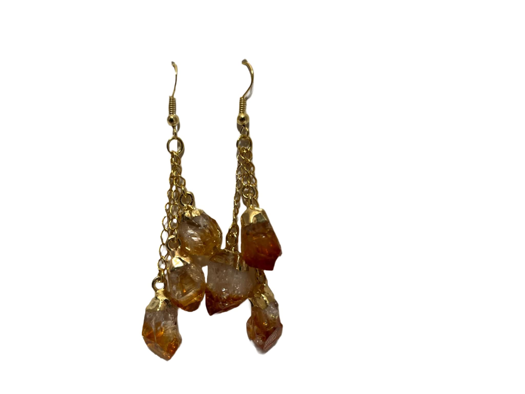Citrine Dangle Earrings with Gold Plating