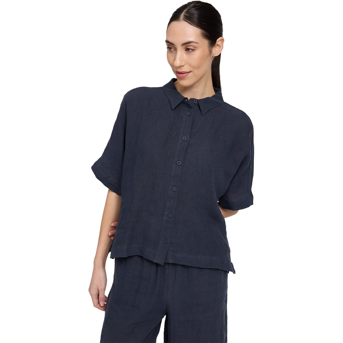 Mazine Donna Linen Camicetta, Ink Blue, L