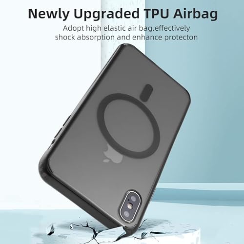 Tigowos Translucent Magnetic Phone Case For Iphone Xs Max With Magsafe Wireless Charging Anti-Yellow Anti-Fingerprint Shockproof Protective Case For Iphone Xs Max(6.5")， Black #TOP3