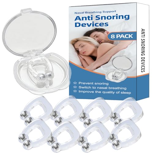 Anti Snoring Devices(8 Pack),Silicone Magnetic Stop Snoring Solution,Anti Snoring Nose Clip,Effective to Relieve Snoring,Snoring Devices for Men and Women,Clear