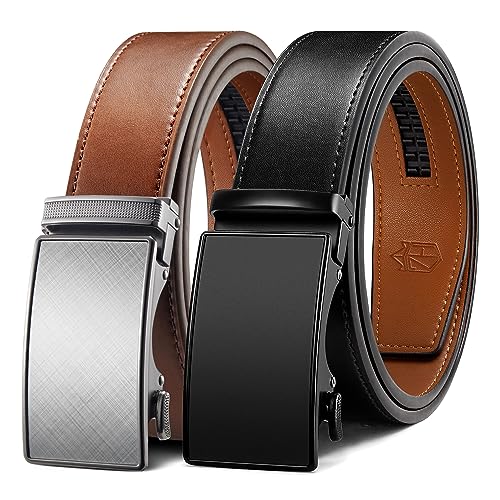 Image of Zitahli Leather Ratchet Belt for Men - 2 Pack Mens belt,Customizable Fit