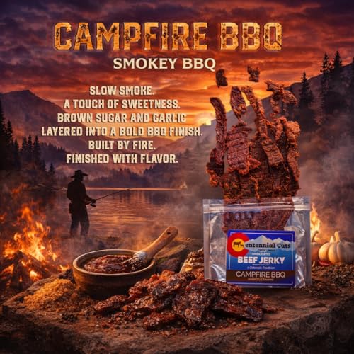 Image of Centennial Cuts Beef Jerky - Campfire BBQ - High Protein, Classic Sweet & Smoky Flavor - 7 oz Snack
