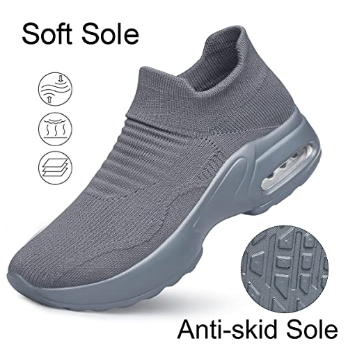 Image of YHOON Women's Walking Shoes Slip-On - Comfortable Work Shoes for Standing All Day, Breathable Air Cushion Nursing Sneakers