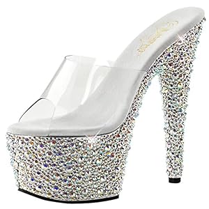 Pleaser - Sexier Than Ever Plateau Pantoletten BEJEWELED-701MS Silber, EU 37 Pleaser - Sexier Than Ever Plateau Pantoletten BEJEWELED-701MS Silber, EU 37