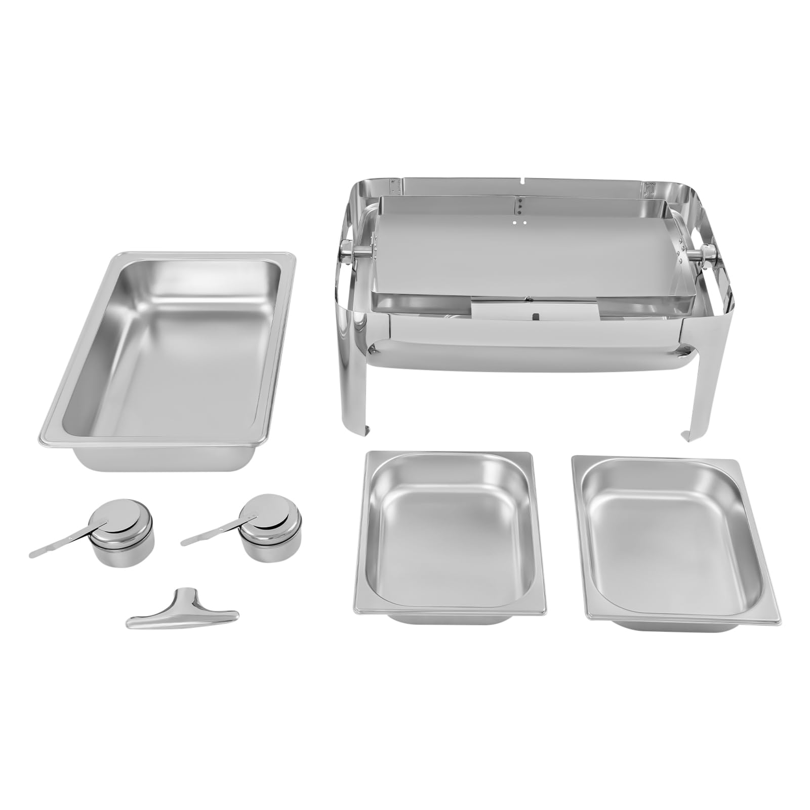 Chafing Dish - Set da 18 l, in acciaio inox, con coperchio a 90° o 180° per catering, buffet e feste