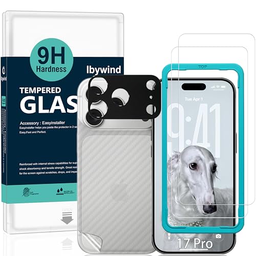 Image of Ibywind for iPhone 17 Pro 5G Screen Protector,2 Pack,9H Hardness Tempered Glass and Camera Lens Protector,with Alignment Frame,Full Coverage,Bubble Free,Fingerprint Unlock,Scratch Resistant