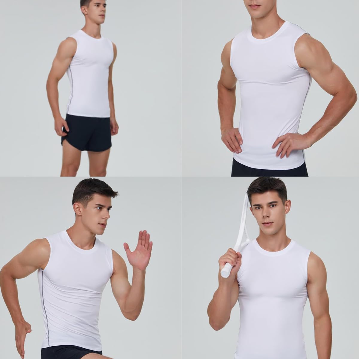 Canotte Compressione da Uomo,Maglietta Compressione Senza Maniche Aasciugatura Rapida,Runnig Sportiva Fitness Maglia