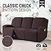 TAOCOCO Recliner Couch Covers for 3 Seat, 8-Pieces Stretch Large Couch Covers for 3 Seats Reclining Slipcovers Soft Jacquard Pattern Furniture Protector, Chocolate