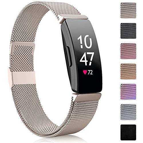 Faliogo Compatible para Fitbit Inspire Correa/Fitbit Inspire HR Correa, de Metal Acero Inoxidable Correa de Repuesto Compatible con Fitbit Ace 2/Fitbit Inspire/Inspire HR, Pequeño, Oro Vintage