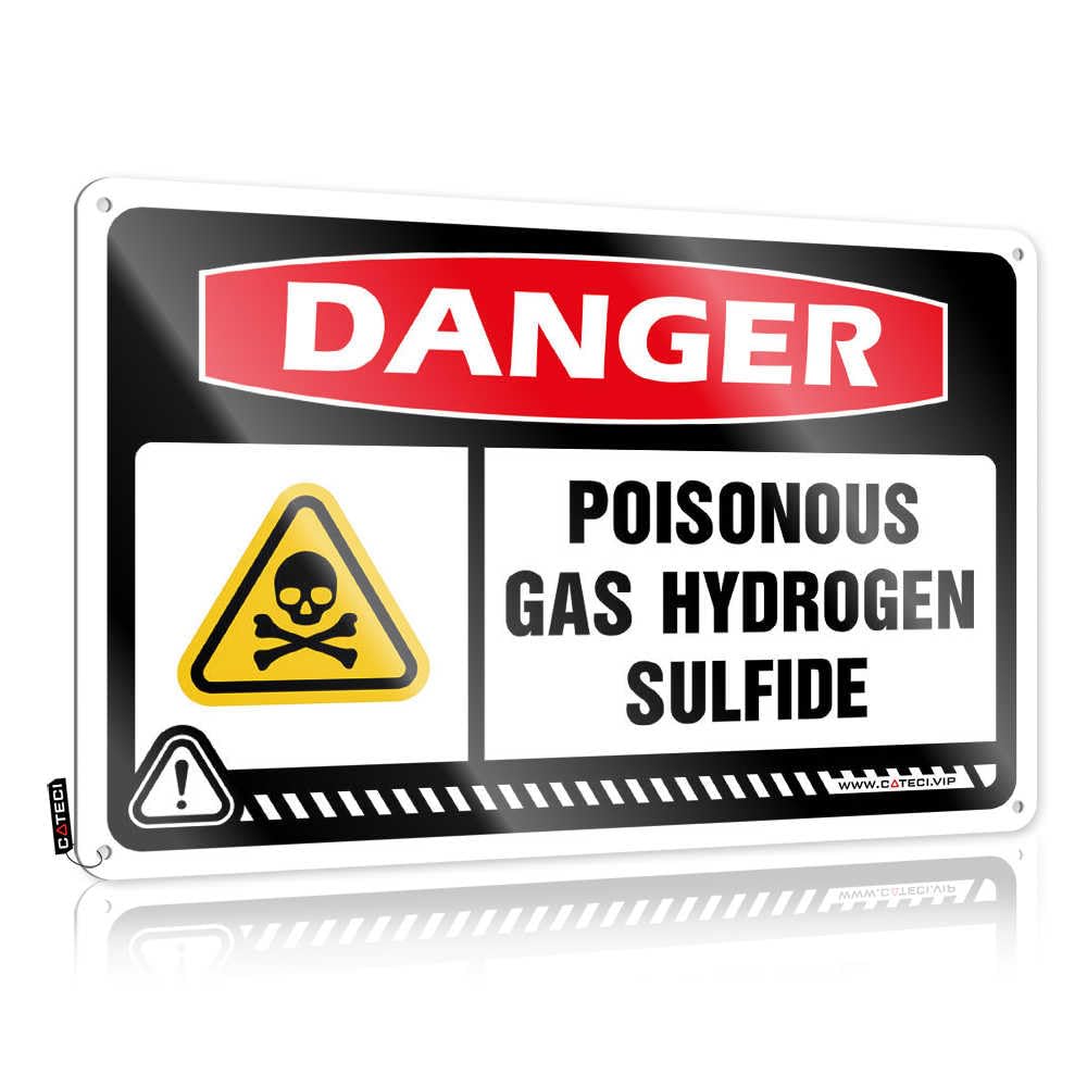 Outdoor Bar Signs Danger Poisonous Gas Hydrogen Sulfide Tin Sign Bar Tin Signs Vintage Bedroom Door Decor(20X30CM)