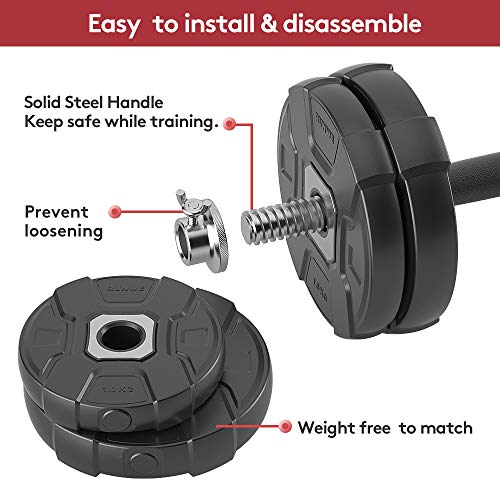 RUNWE Adjustable Dumbbells Barbell Set of 2, 33 40 50 70 90 100 lbs Free Weight Set with Connector Fitness Workout Exercises for Beginner Pro Home Gym (33 lbs (16 Dumbbells Pair + 1 Barbell Bar))