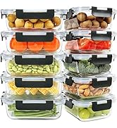 DAS TRUST 10 Pack Glass Meal Prep Containers Microwave Safe Meal Prep Bowls Food Storage Containe...