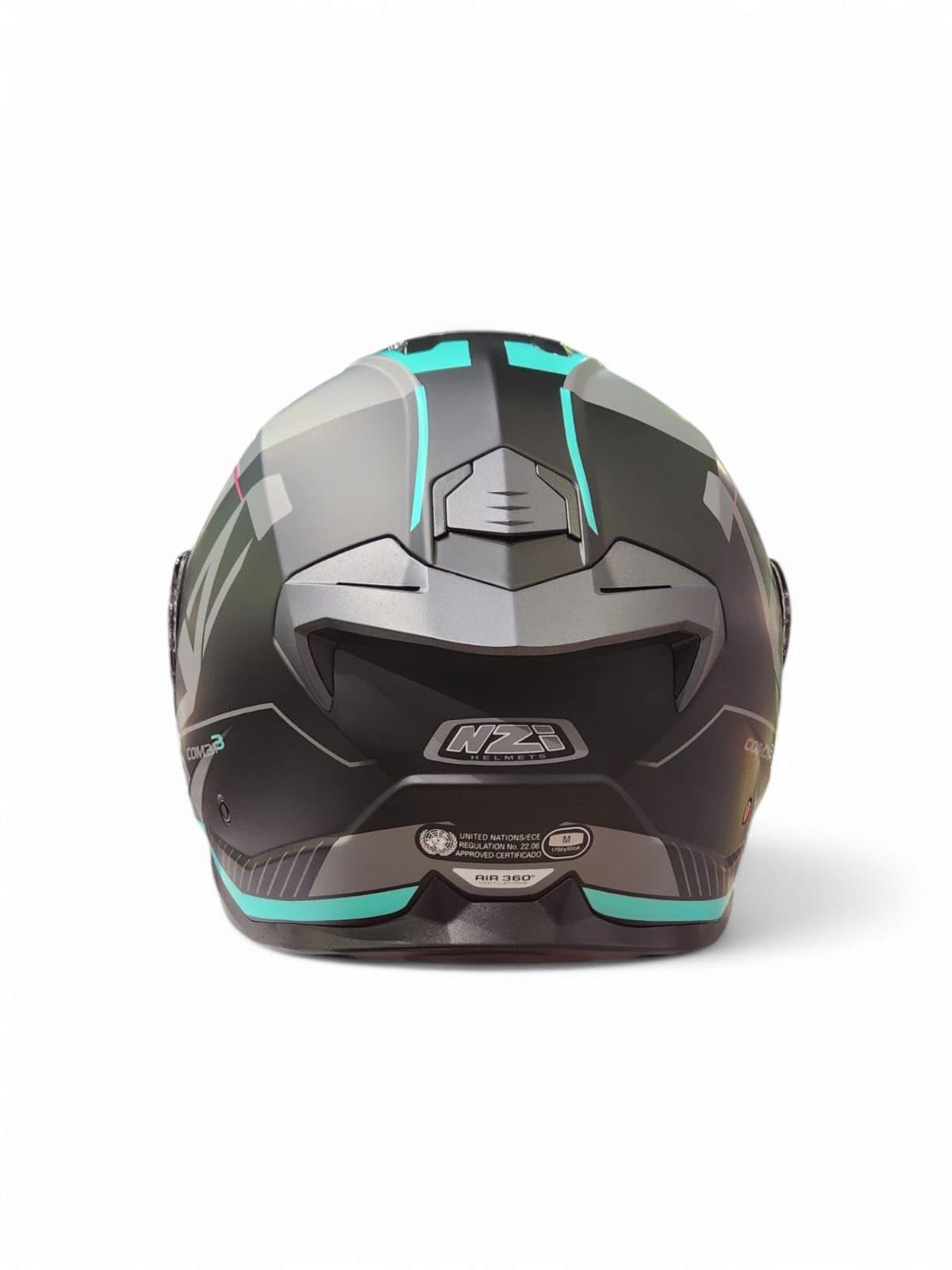 Casco Moto Modular NZI Combi 3 ORBE Negro Antracita Turquesa HOMOLOGACION 22.06 Talla M