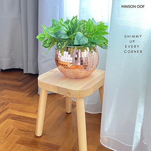Maison Oof Disco Ball Planter – 8" Disco Ball Hanging Planter For Indoor Plants - Unique Macrame Plant Hanger With Pot - Self Watering - Boho Home Décor - Rose Gold #TOP5