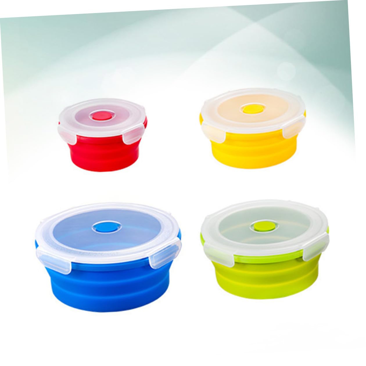 Contenitori per Alimenti Capacità 400ml-1200ml in Silicone Pieghevoli Set 4 Pezzi Resistenti al Microonde Colore Casuale per Picnic e Uso Quotidiano