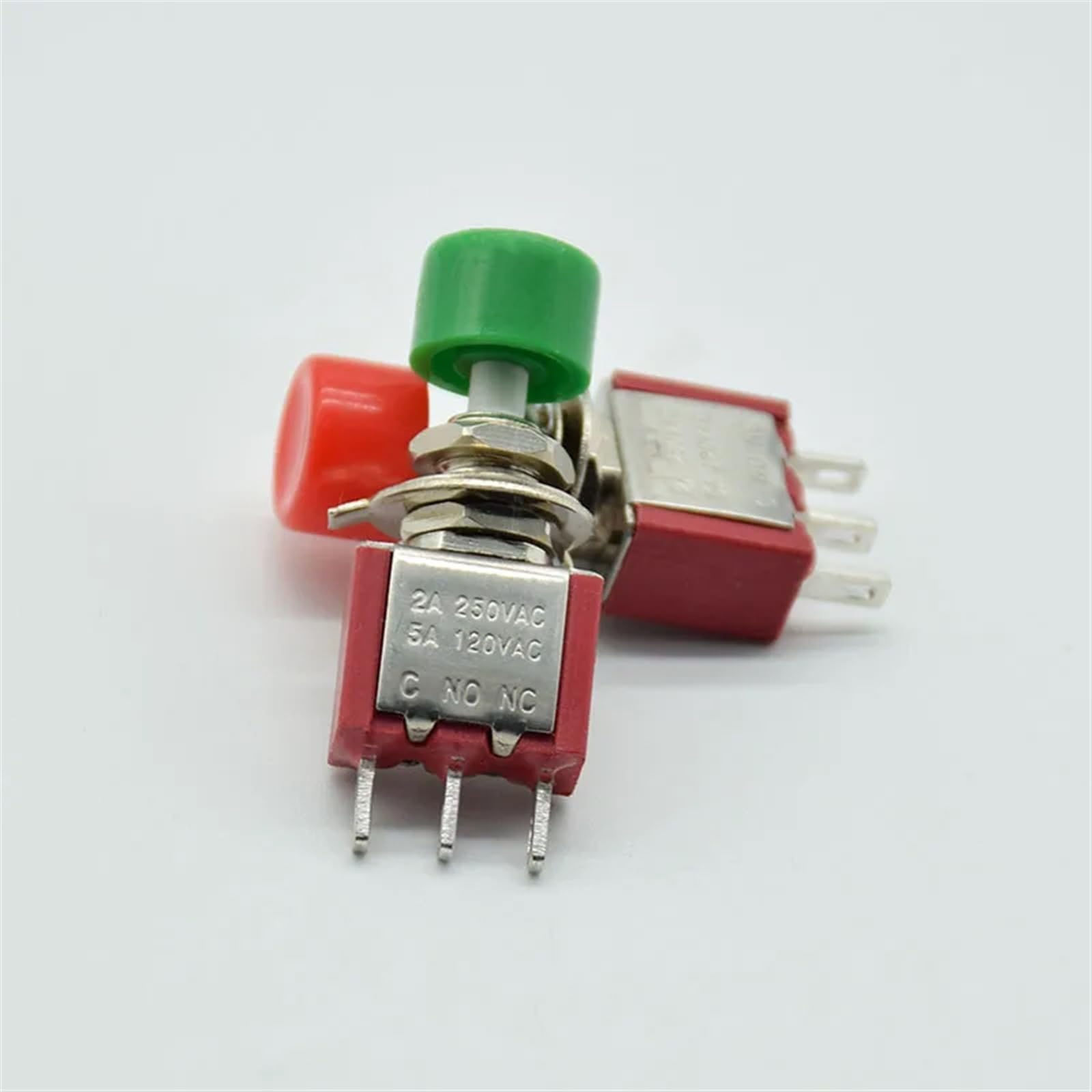 5 mini chwilowych automatycznych przełączników przyciskowych C-NO-NC 6 mm, ON-2A 250 VCA/5A 120 VCA (5 czerwony)